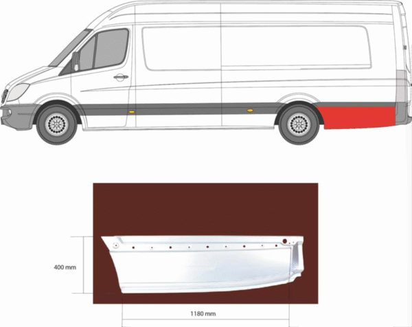 KRAJ ZADNJEG BLATOBRANA ZADNJI DIO (118CM DUG) MERCEDES SPRINTER 06- LIJEVI